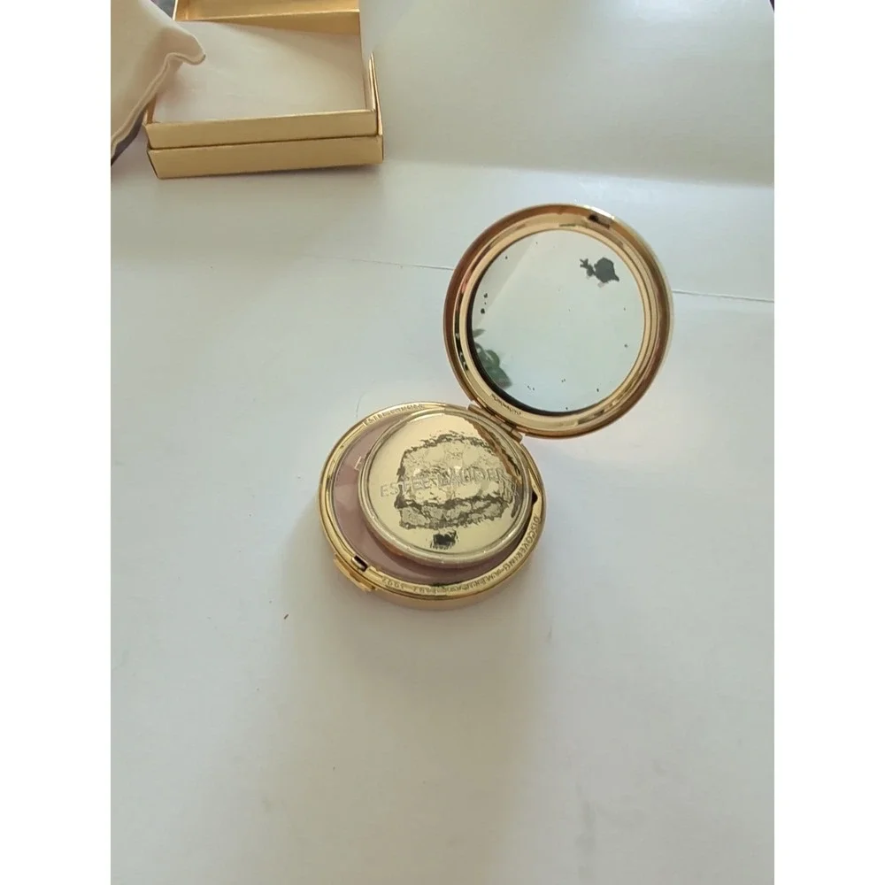 Vintage Estee Lauder Pressed Powder Compact Columbus Day Discovery 1992 Map Gold